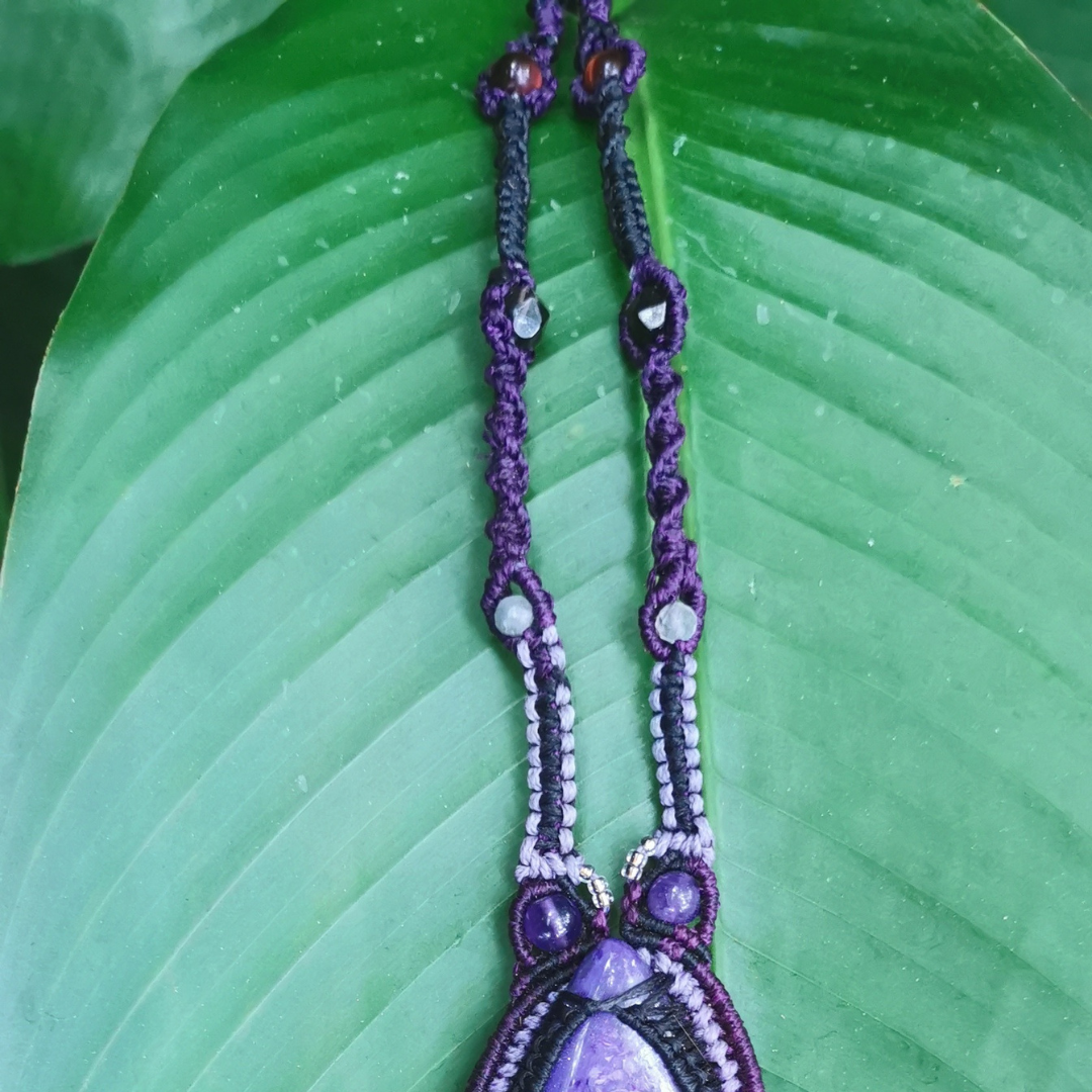 Necklace with Charoite and Amethyst