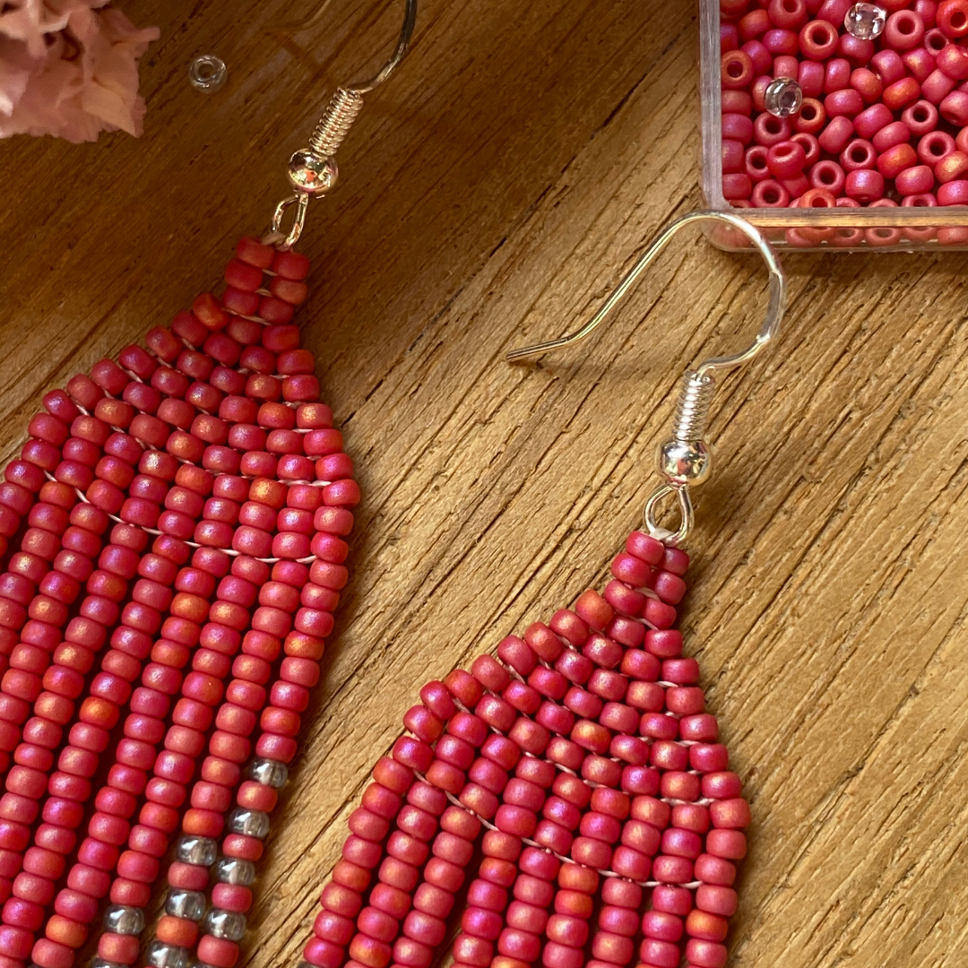 Raspberry Gradient Beaded Earrings