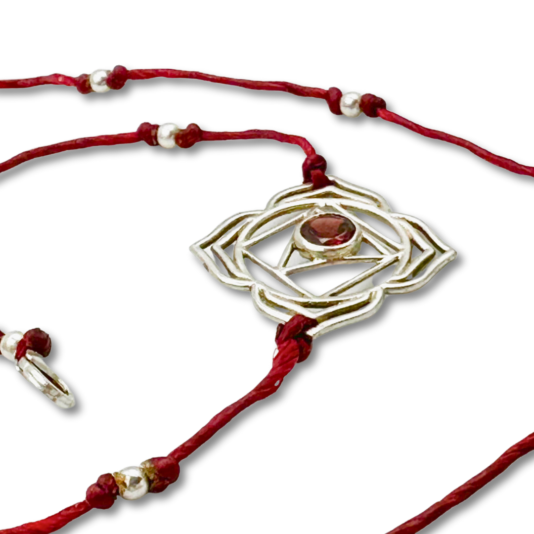 1. MULADHARA — Root Chakra: Silver Bracelet with Garnet