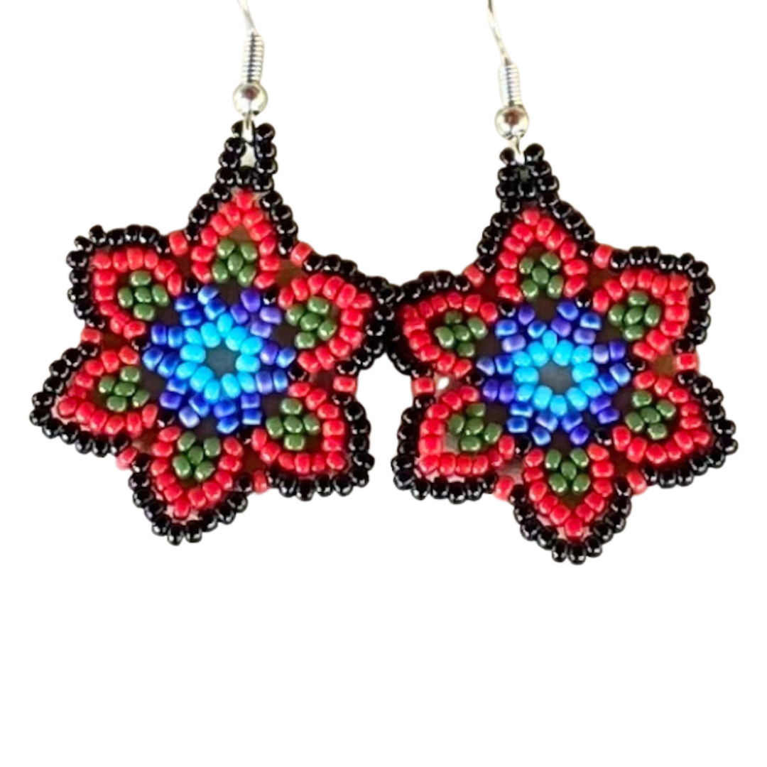 Huichol Flowers Beaded Earrings
