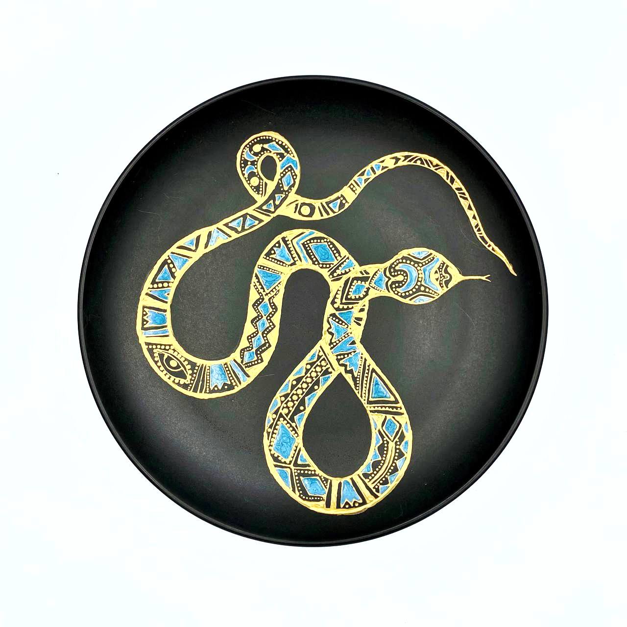 Hand Painted Dot Art Plate - Snake